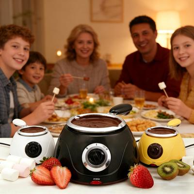 MultiOutools Mini Elektrisches Fondue-Set mit Dip-Gabeln, Schokolade schmilzt Süßigkeiten schmelzen Fondue-Topf, Küchenzubehör
