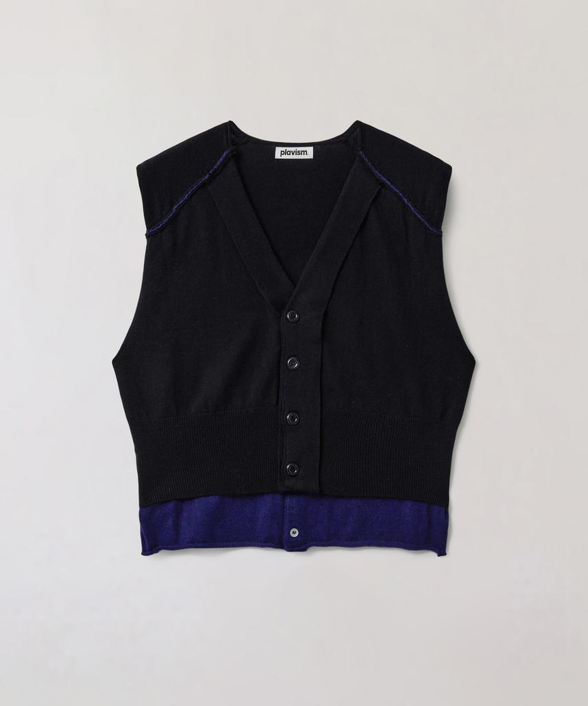 Peullabijeum Layered Knit Vest - Black