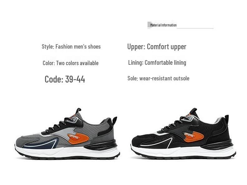 Men's Autumn Breathable Mesh Sneakers, Korean Style, Trendy Thick-Soled Casual Running Dad Shoes