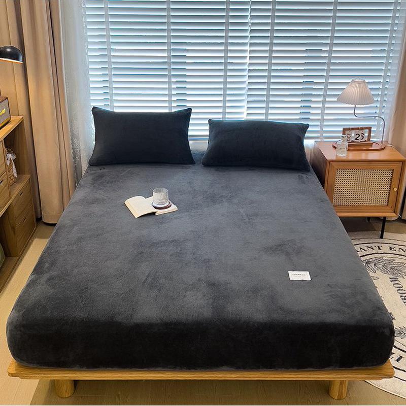 Warm Winter Velvet Fleece Fitted Sheet Elastic Mattress Cover Couple 2 Seater Bed Linens Luxury Double Bed Sheet 160x200