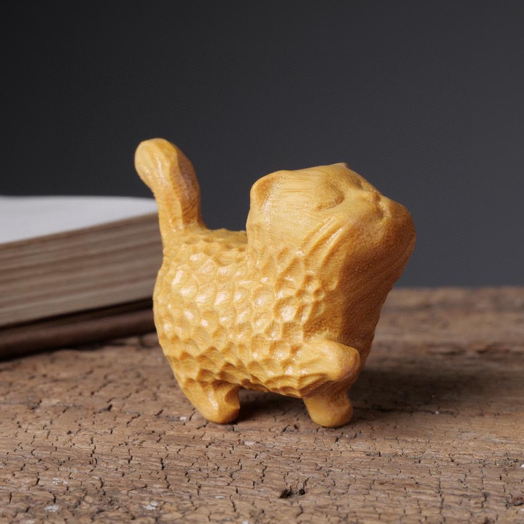 Handcrafted Wooden Cat Figurine, Charming Collectible for Various Room Types - Craft for Collectors and Animal Decor Enthusiasts