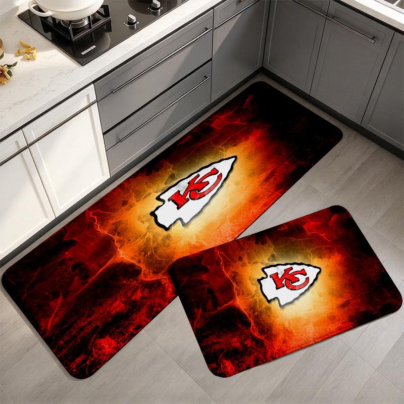 Kansas City Chiefs Flannel Kitchen Mat Christmas Soft Area Rug Non Slip Floor Carpet Home Decoration