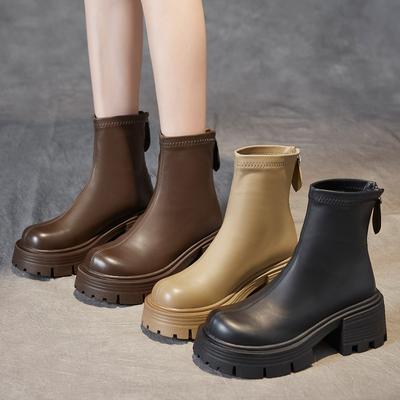 Autumn and Winter New Thick Heel Women's Boots Round Head Short Boots Martin Boots Women's Thin Small Thin Boots