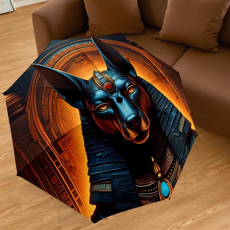 1PC Egyptian deity, Anubis Umbrella-8-Rib Reinforced, Automatic Open, Lightweight & Durable, Cute Fashion Accessory for Outdoor, Beach or Casual Use,
