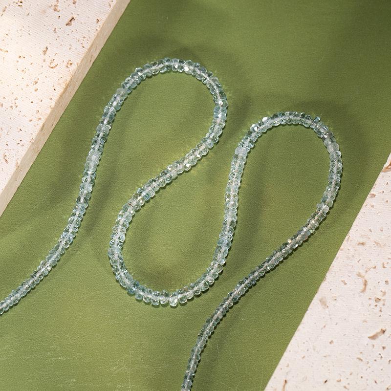 Natural Aquamarine Beaded Necklace Women'S S925 Sterling Silver Accessories Xiaohongshu Wechat Channels Color Treasure Jewelry