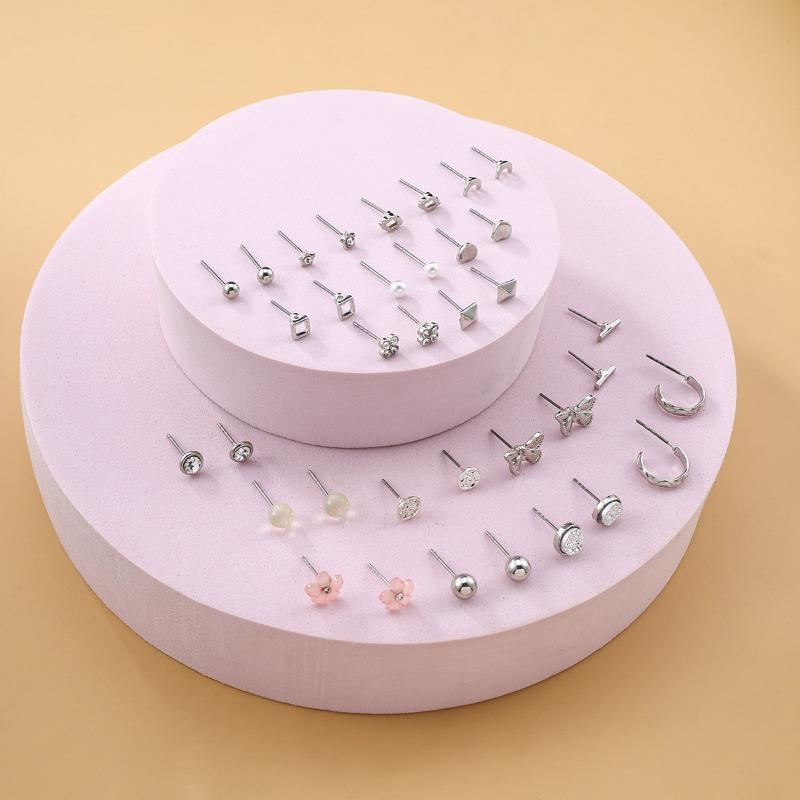Earrings set Pearl bone stud earrings Alloy earrings Women's butterfly flower zircon stall earrings