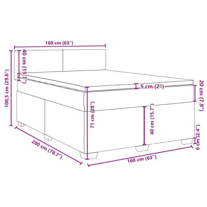 VidaXL Sommier à lattes de lit et matelas bleu 160x200 cm velours 3286352