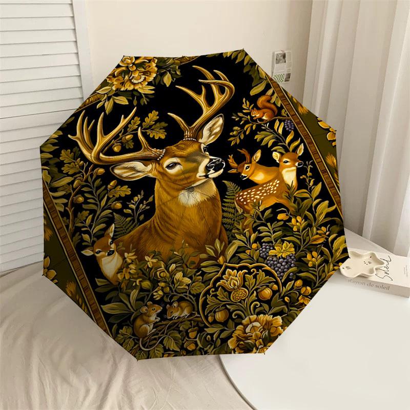 

1PC Deer Family Umbrella-8-Rib Reinforced, Automatic Open, Lightweight & Durable, Fashion Accessory for Outdoor, J0383