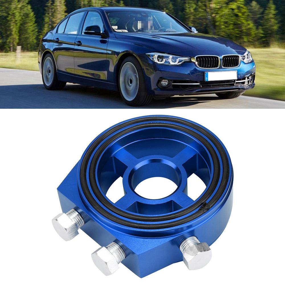 Blue Aluminum Universal Oil Filter Temperature Cooler Gauge Sandwich Plate Adapter