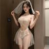 Large Size Sexy Playful Cute COS Bridal Uniform Set Perspective Suspender Breast One-piece Underwear