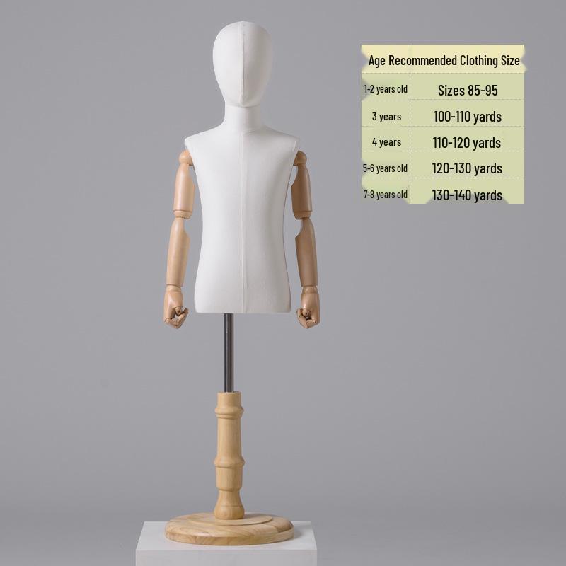Child Mannequin Display Stand: Solid Wood & Fabric for Toddler Clothing