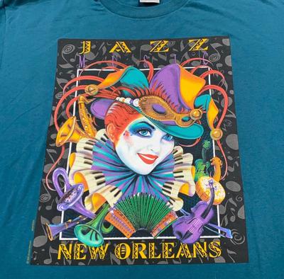 Vintage 90er JAHRE NEW ORLEANS JAZZ T-Shirt XL Mardi Gras Single Stitch