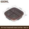 304 Stainless Steel Multi-Compartment Bento Box, Leak-Proof, Includes 3 or 4 Grid Options