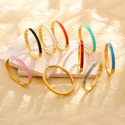 CARLIDANA Luxurious Colorful Green Enamel Bangles Bracelets for Women Celebration Present Trendy Bangles Stainless Steel