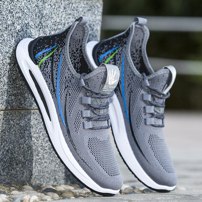 

Foreign trade sports shoes men s casual shoes 2025 spring and autumn new shoes men s breathable fly-woven shoes 44 сірий колір