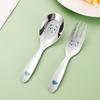 2pcs Cartoon Animals Baby Teaspoon Spoon Food Feeding Fork Utensils Set Stainless Steel Kids Learning Eating Habit Tableware