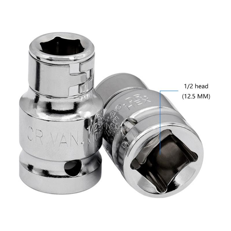 Retractable Hexagonal Socket Bit Adapter for 1/2 Electric Wrench Adapter Efficient Screw Replacement 12.5mm To 8/10mm