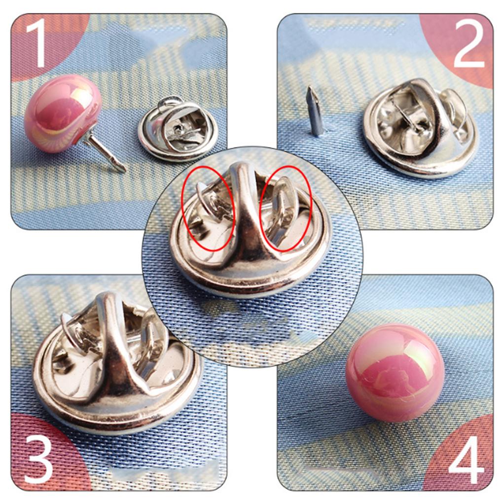 10Pcs Faux Pearl Buttons Round Decoration Beads Without Sewing for Anti-exposure Coat Sweater Clothes