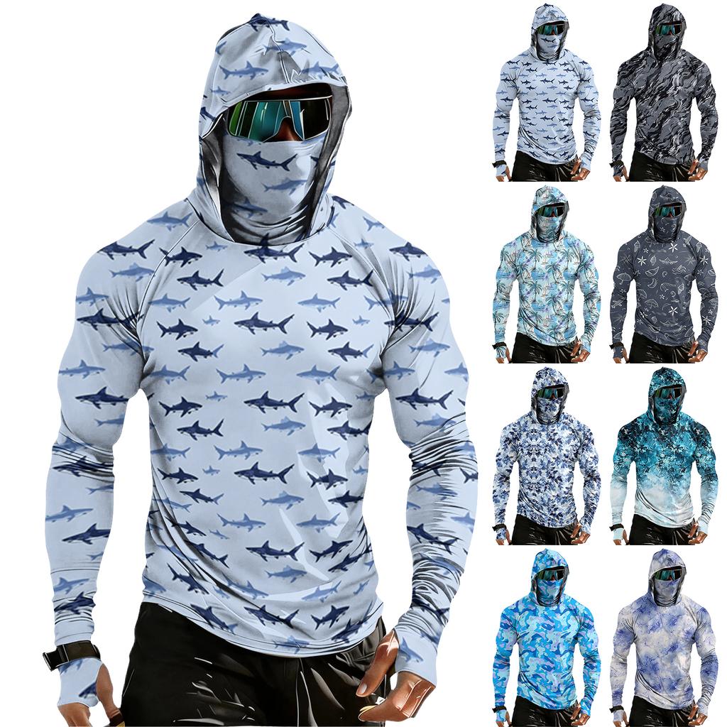 Men's Casual Drop-Shoulder Hooded Long-Sleeve Shirt