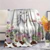 1PC Floral Cow Animals Print FlAannel Blanket, High quality Comfortable for All Seasons, Home Decor, Warmth and Comfort