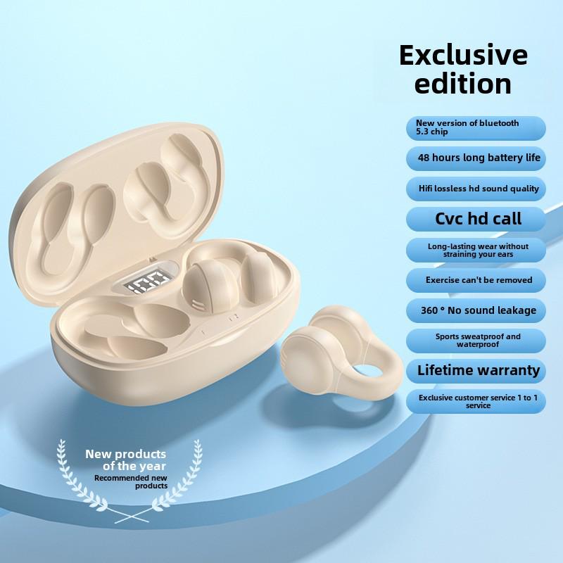 Căști Bluetooth cu clemă pentru urechi cu reducere a zgomotului, afișaj digital, durată lungă de viață a bateriei - ideale pentru sport.