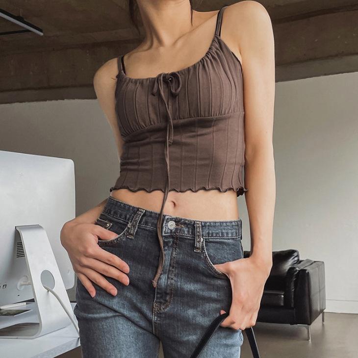 

Женские летние майки, однотонные винтажные топы без рукавов, базовые топы, повседневные плиссированные топы с боковыми разрезами, мини-жилет