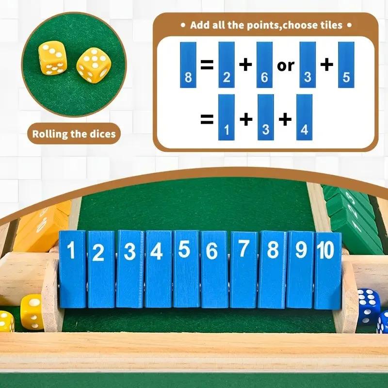 Wooden Dice Game Board, Family Party Fun Board Game, Multi-Color Chessboard Number Game, Ideal for Family Gatherings