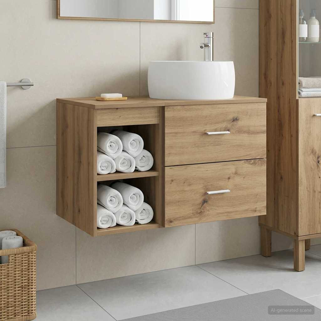 Bathroom Furniture Set 2 Pcs Artisan Oak Wood Based Material