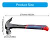 Ergonomic Claw Hammer 400g Carbon Steel Head with Fiberglass Handle for Carpentry Woodworking Construction Task Projects