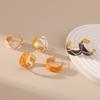 Vintage French Niche Premium 18k Gold Plated Hand Painted Stud Earrings For Women