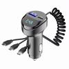 3 w 1 samochodowy Bluetooth 5.0 FM Transmiter Audio Odtwarzacz MP3 55 W Szybka ładowarka samochodowa z chowanym kablem Woltomierz 3.1 A Ładowarka do telefonu USB typu C