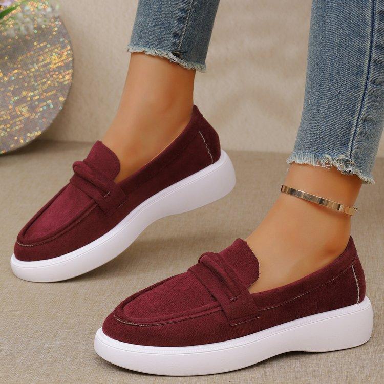 

Лоферы женские туфли весна и осень 2025 новые внешнеторговые большого размера с мелким вырезом на одной педали ленивые на плоской подошве Doudou туфли 37 бордовый