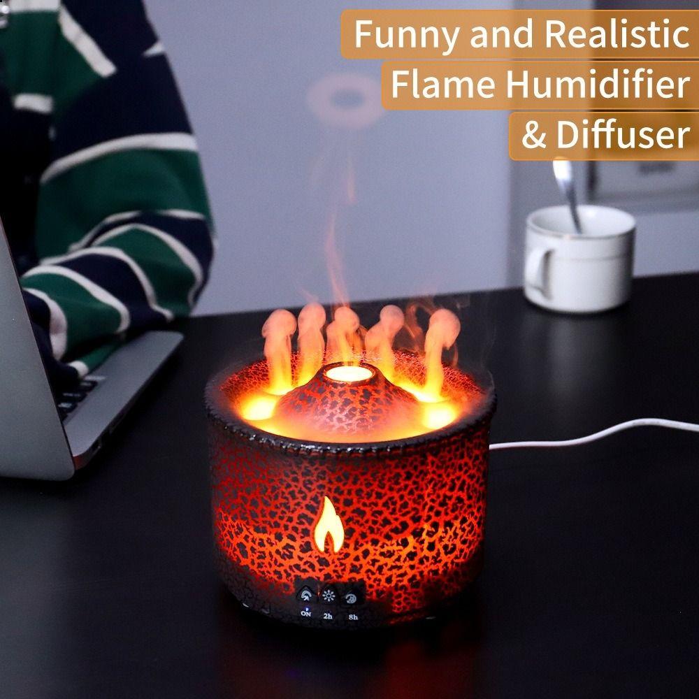 2 Lights Modes Flame Diffuser with Remote Control Air Humidifier Essential Oil Fragrance
