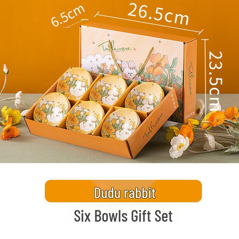 OLOEY Flower Rabbit Ceramic Bowl Gift Set
