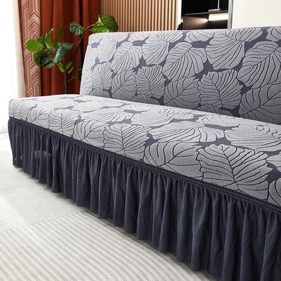 Jacquard Stretch Fold Armless Sofa Bed Skirt Cover Folding Sofa Seat Slipcover With Skirt Elastic Bench Couch Protector Home
