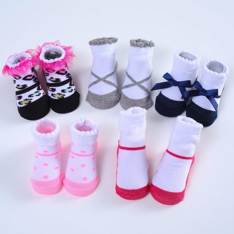 5 Paare/los Baby Socken 0-12 Monate Baumwolle Kinder Socken Cartoon Print Bögen Mädchen Nette Neugeborene Junge Kleinkind Kinder Socken