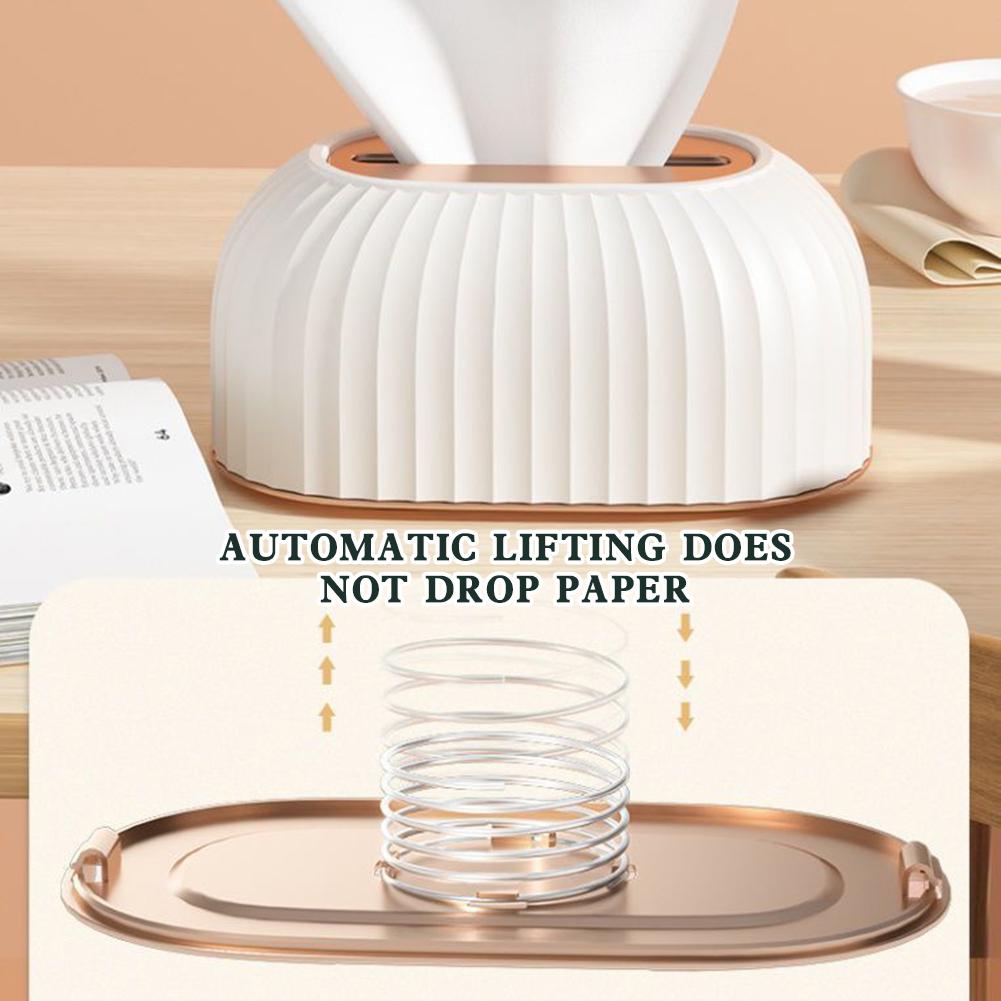 Nordic Style Tissue Storage Box Dispenser With Spring Lifting Napkin Paper Holder Large Capacity Napkin Storage Case Organizer