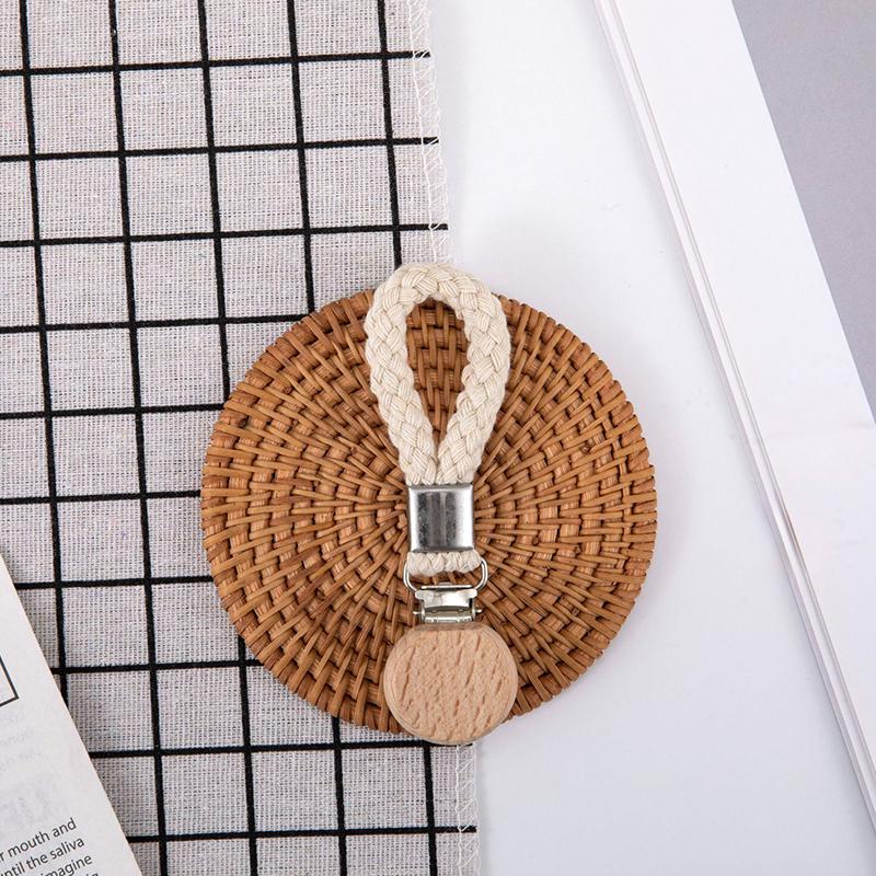2PC Wood Durable Towel Clip Home Decoration Hook Bathroom Cotton Rope Multi-Function Hanger Rural Style 11.5x3cm