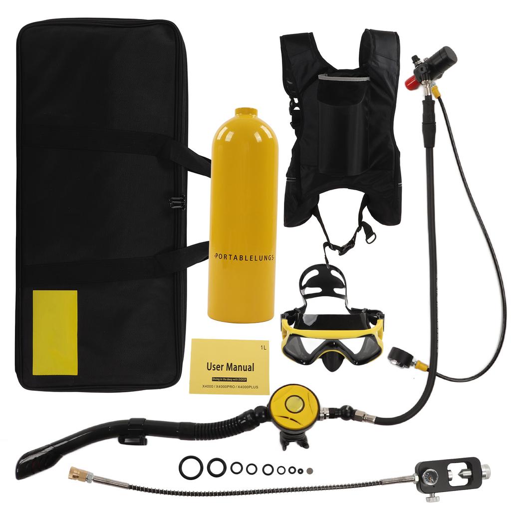DIDEEP Diving Tank Kit Underwater Breathing Device 2L X5000Plus Breather Diving Double Shoulder Strap Set