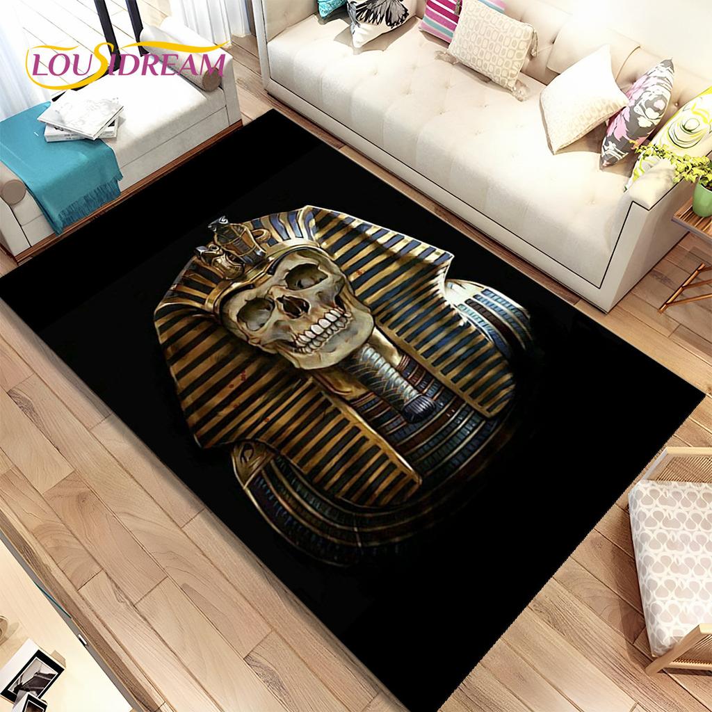 Egyptian Mythology Pharaoh Hieroglyphics Area Rug,Carpet for Home Living Room Bedroom Sofa Doormat Decor,kids Non-slip Floor Mat