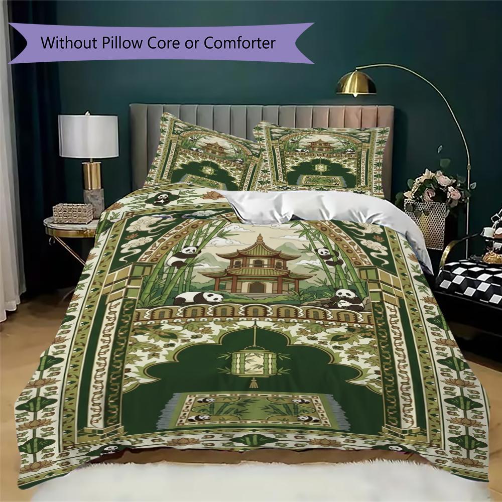 Bear and Panda Pattern Bedding uilt Set uilt Cover Pillowcase Home Decoration Birthday Gift (1 * duvet cover + 2 * pillowcase  without core)169