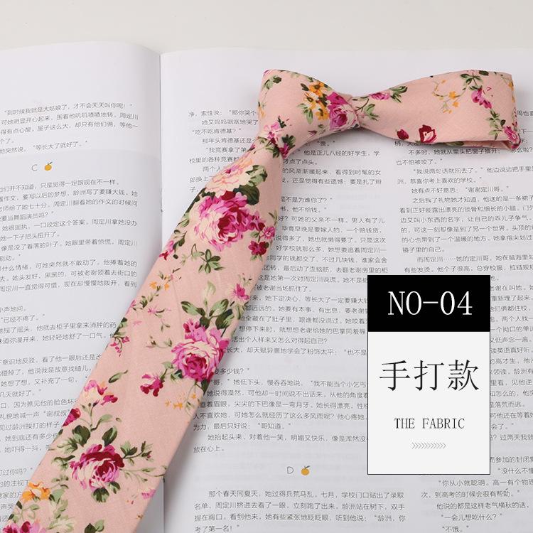 Floral Tie Men'S Patterned Cotton Shirt Macaron Printed Narrow Edition 6Cm Hand Tie Korean Casual Women'S Tie