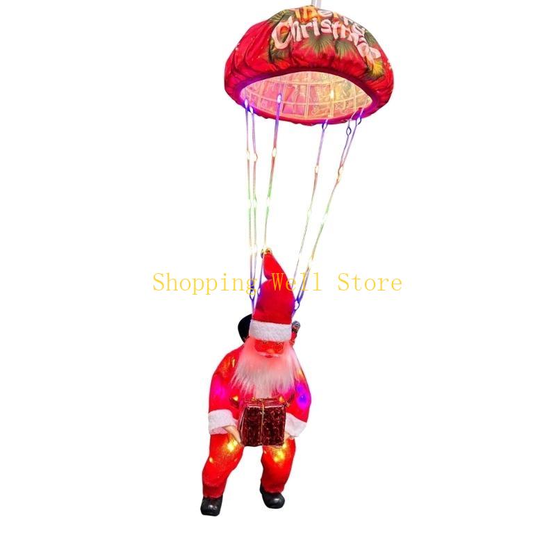 KX4B Efficient LED Santa Parachute Light Outdoor Indoor Christmas Tree Decoration