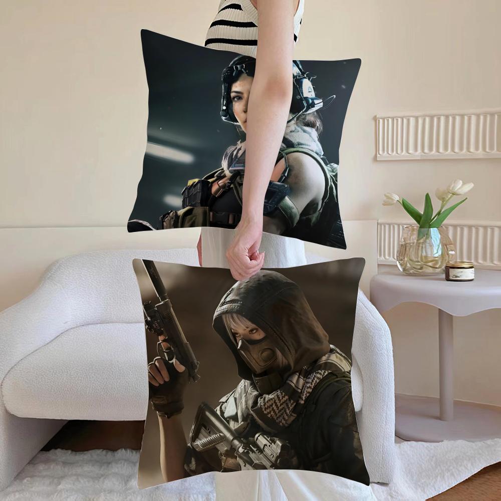 Hot Shooter Game D-Delta Force Cushion Cover Pillowcase Short Plush Invisible Zipper Room Sofa Cushion Cover