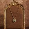 Vintage Emeral Green Glazed Pendant Necklace Shiny Gold Color Palace Style Summer Jewelry Bohemian Accessories for Women
