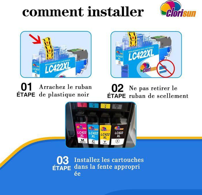 Cartouche d'encre Compatible - 1001 PILES BATTERIES - LC422XL - Pack de 4 - Haute capacité - Multi-couleurs