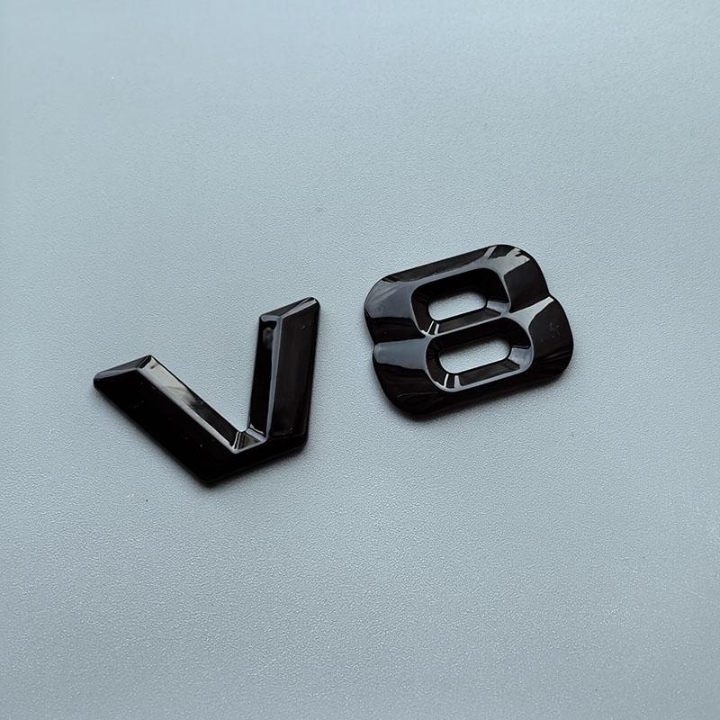 2015 3D Sharp V6 V8 V10 V12 Lettres Chiffres ABS Emblème de Voiture Garde-boue Badge de Décharge Plaque Nom Logo Autocollant Chrome Noir
