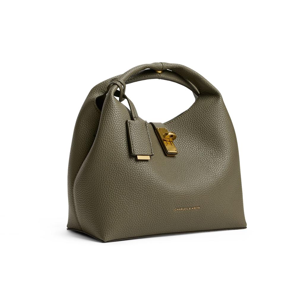 Charles & Keith Summer High-Value Popular Versatile Simple Elegant Commuter Tote Bag With Inner Pouch Synthetic Leather Bucket Bag CK2-10701618