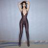 Sexy Women Glossiness Tights Backless Bodysuit Unisex Glossy T-Shirt Yoga Bulge Pouch Elephant Nose Maid Leotard V Neck