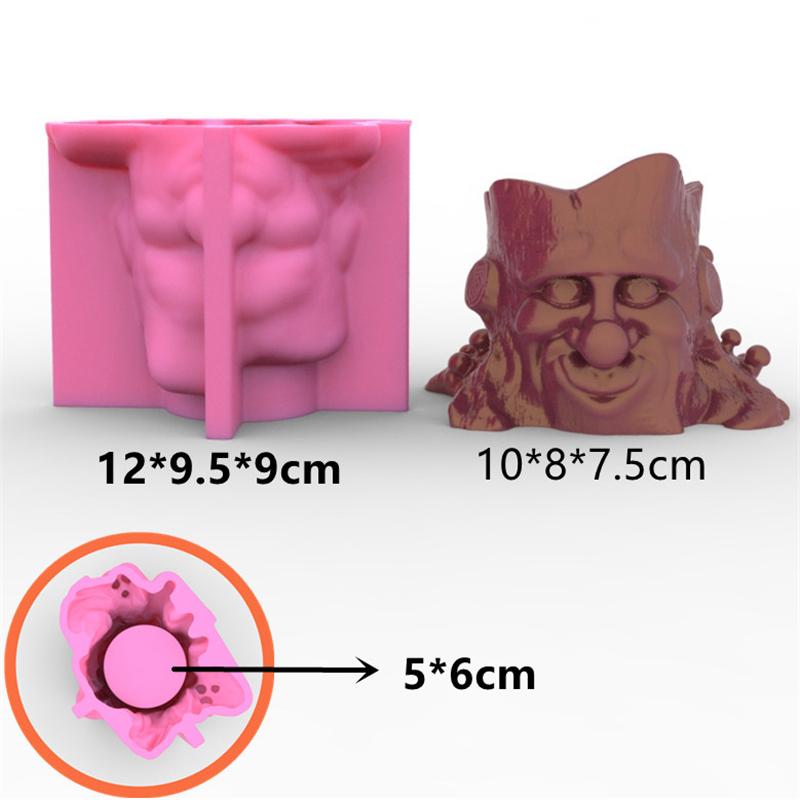 3D Silicone Molds Smiley Stump Silica Gel Mould Succulent Plant Pot Home Decor DIY Cactus Plaster Clay Resin Craft Tools